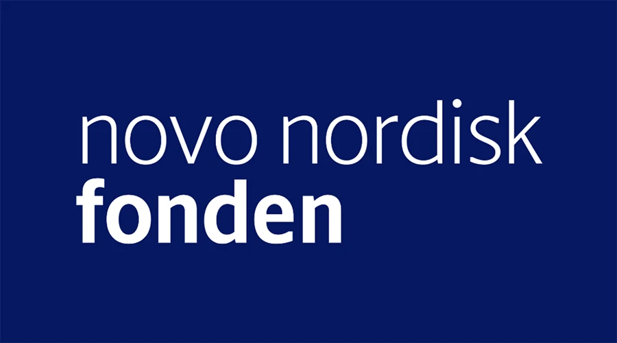 Novo Nordisk Fonden logo on a dark blue background